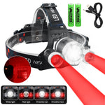 lampe frontale led noire rechargeable usb camping red verte blanche fixe ceinture