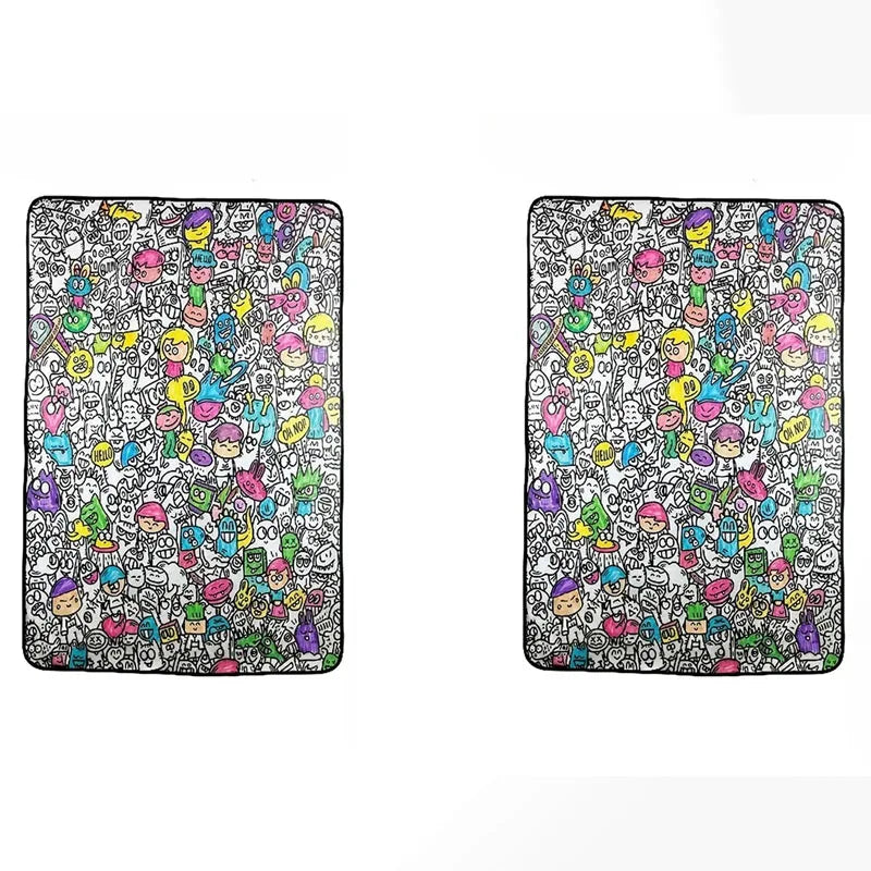 couverture coloriage enfant multicolore graffiti animaux créative daim polyester lavable DIY