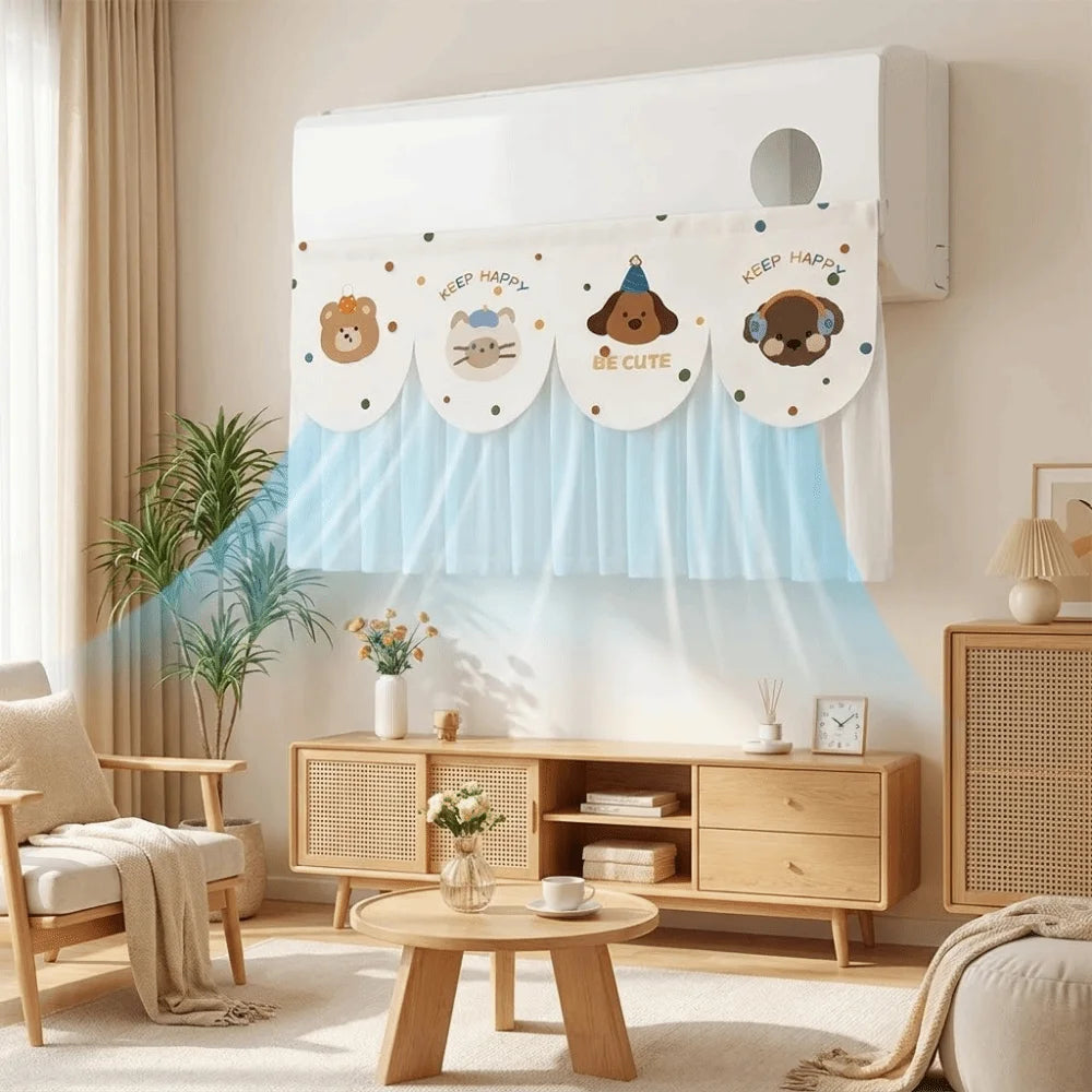 rideau fenêtre blanc motif animaux cute happy velcro polyester moderne enfantin translucide