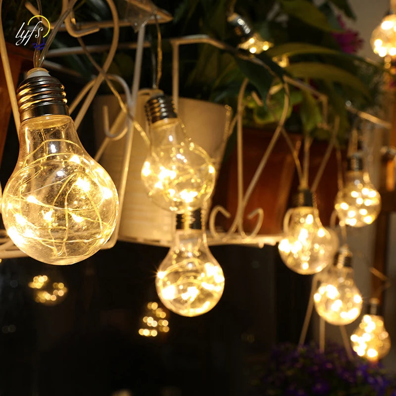 guirlande lumineuse transparente dorée fil cuivre vintage clips noël décoration intérieure led 4m 10ampoules