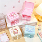 boîtes bijoux dessins animés hello kitty my melody cinnamoroll kawaii poignées blanches rose blanc