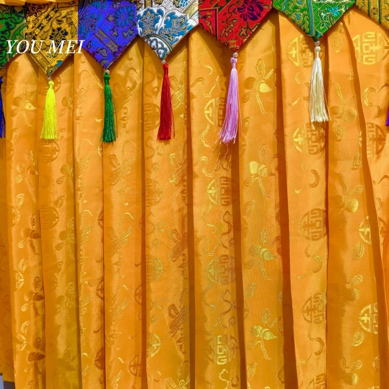 rideau decoratif tissu motifs floraux geometriques couleurs vives suspension tassons decoratifs nappe asiatique traditionnelle