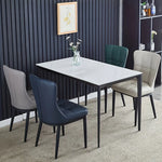 chaise salle manger moderne bleu marine motif losange métal contemporain
