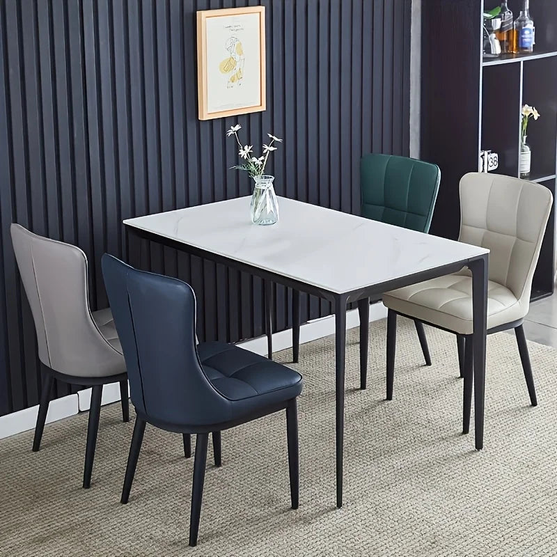 chaise salle manger moderne bleu marine motif losange métal contemporain