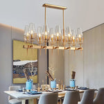chandelier led verre transparent moderne or noir salon chambre villa
