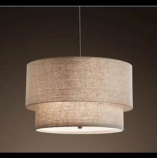 lampe suspendue moderne tissu lin beige noir salon chambre minimaliste