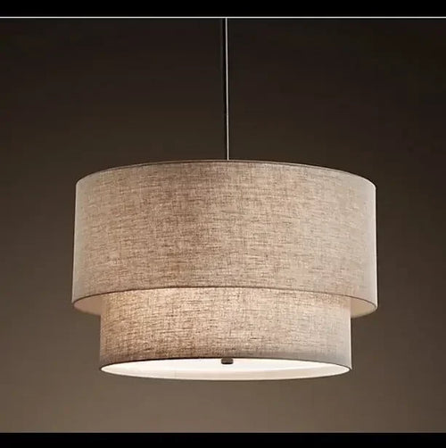 lampe suspendue moderne tissu lin beige noir salon chambre minimaliste