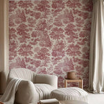 papier peint toile rouge paysage forêt classique vintage adhésif résistant isolation thermique chambre salon