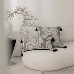 housse coussin rectangle chenille léopard brodé 30x60cm noir moderne décoration sofa lit bar