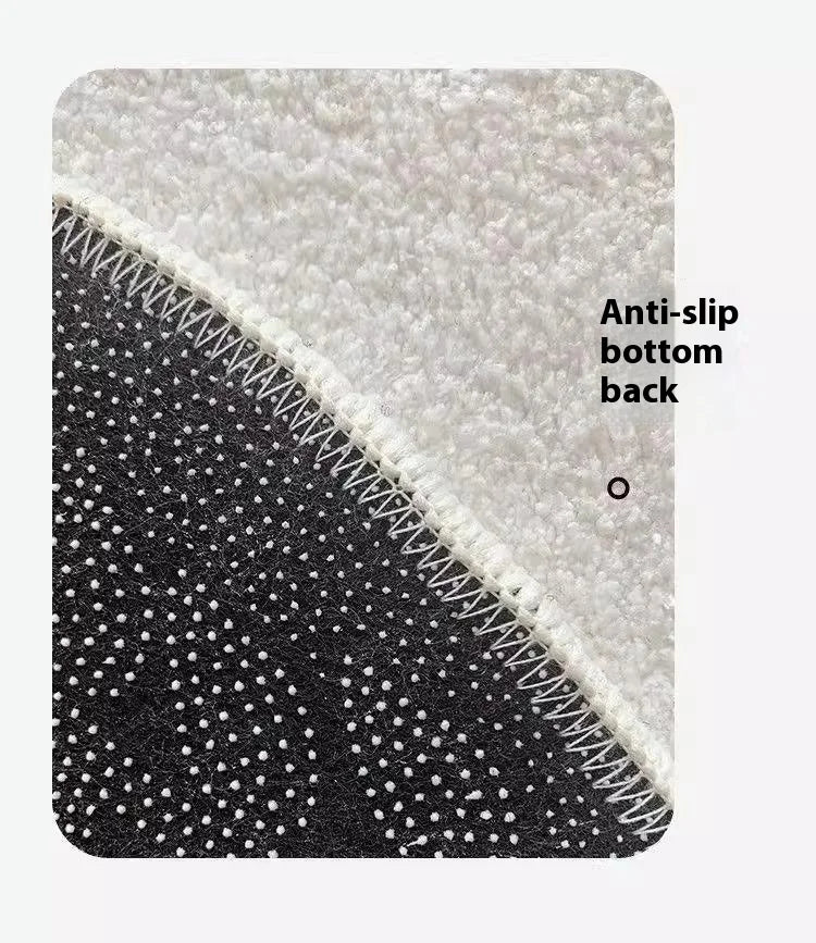 tapis crâne stylisé anti dérapant polyester doux moderne noir blanc rose