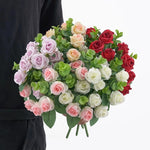Bouquet artificiel roses feuilles eucalyptus decoration mariage anniversaire intérieurextérieur classique festive