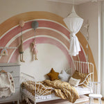 décoration murale arc ciel autocollants enfants stickers muraux imperméables moderne orange rose beige