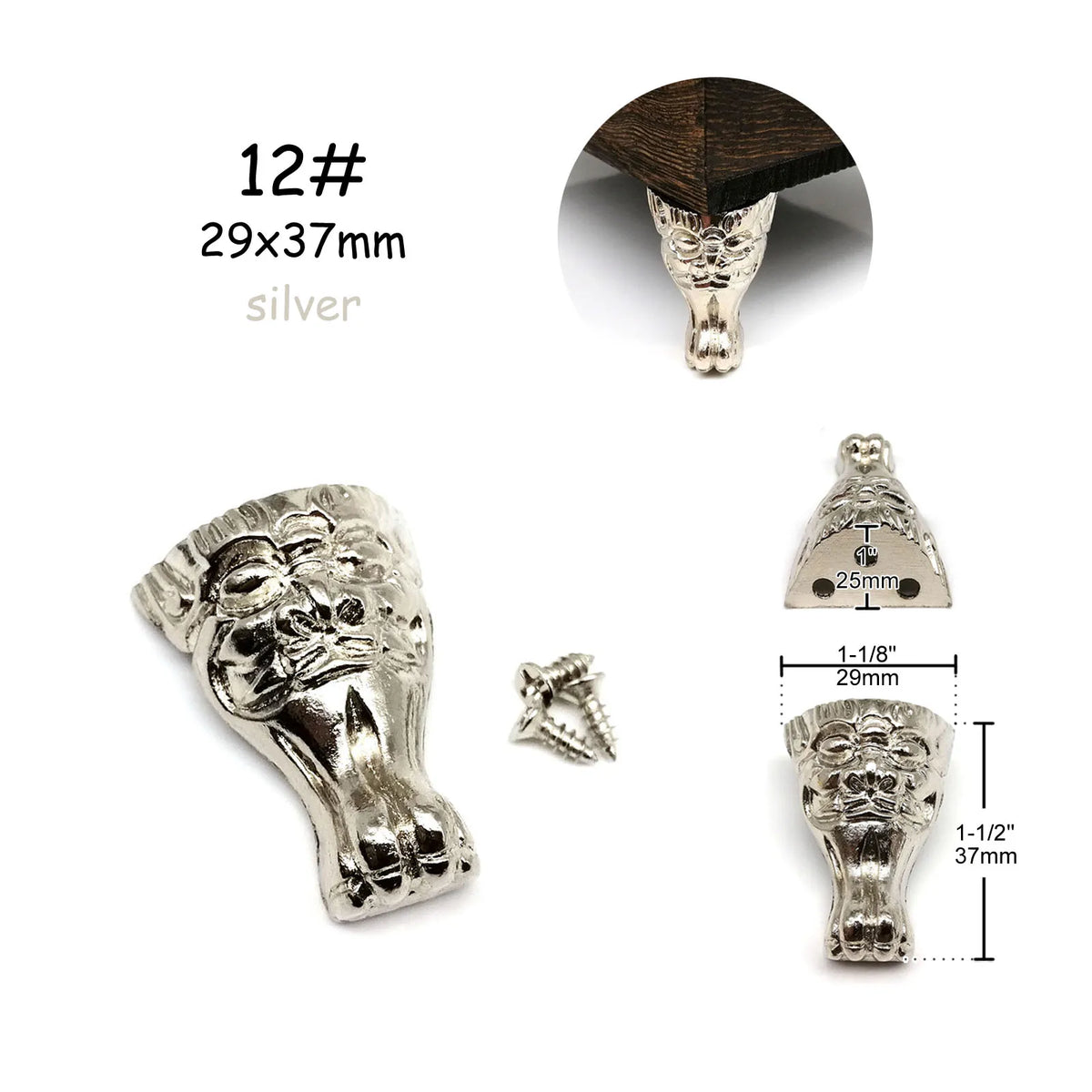 pieds meuble vis or argent bronze classiques vintage ornements métalliques