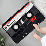 tapis sol antidérapant oriental cassette audio vintage blanc rouge orange