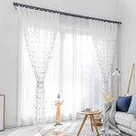 rideau tulle brodé points moderne transparent anneaux polyester blanc marron bleu vert