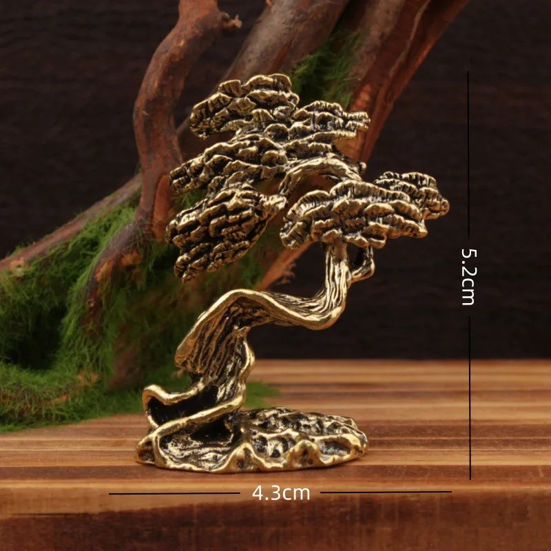 décoration intérieure sculpture arbre moderne feuilles stylisées cuivre doré artisanal base sculptée