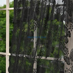 rideau noir blanc papillons dentelle transparent classique romantique fenêtre extérieure pastorale polyester