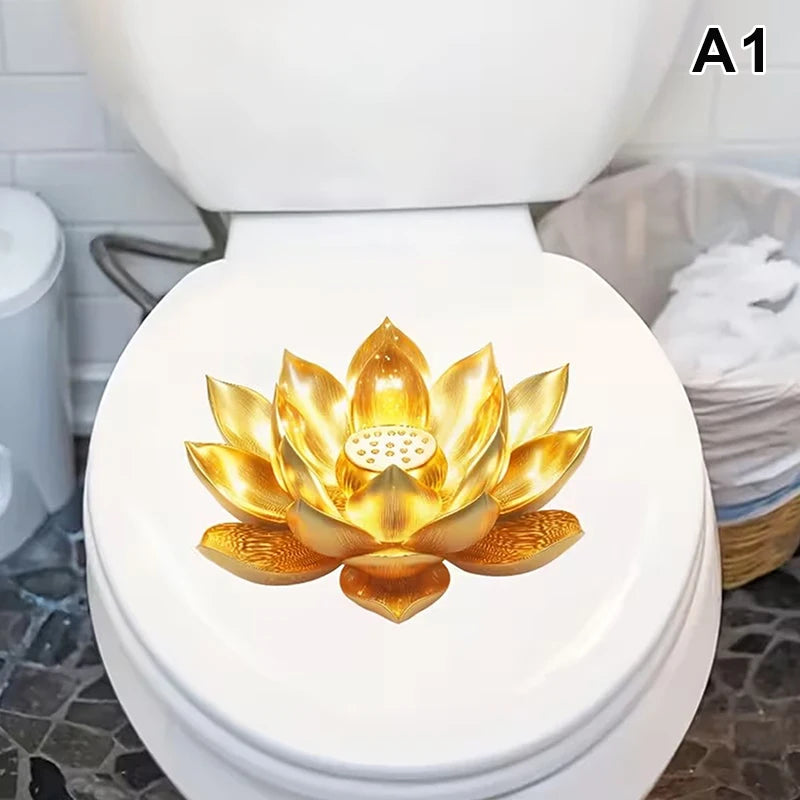 sticker mural or fleur lotus artisanal adhésif salle bain décoration zenintérieur floral