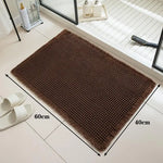 tapis bain beige clair gaufré antidérapant franges moderne dimensions 60x40cm