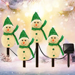décoration noël bonhommes neige lumineux piquet glitter blanc vert jaune rose festiveextérieur jardin