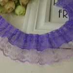 ruban dentelle fine rose clair rouge bleu clair vintage romantique fronces polyester 4.5cm