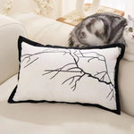 coussin brodé branches noires moderne blanc 100 polyester adhésif décoration intérieure canapé lit voiture