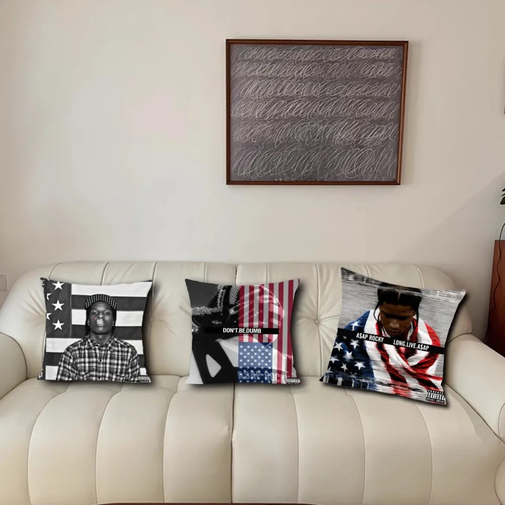 taie d'oreiller carrée 50x50cm polyester motif ASAP ROCKY DON'T BE DUMB moderne fixations