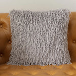 coussins polyester solides modernes noir gris beige violet blanc opaques texture frisée fixés
