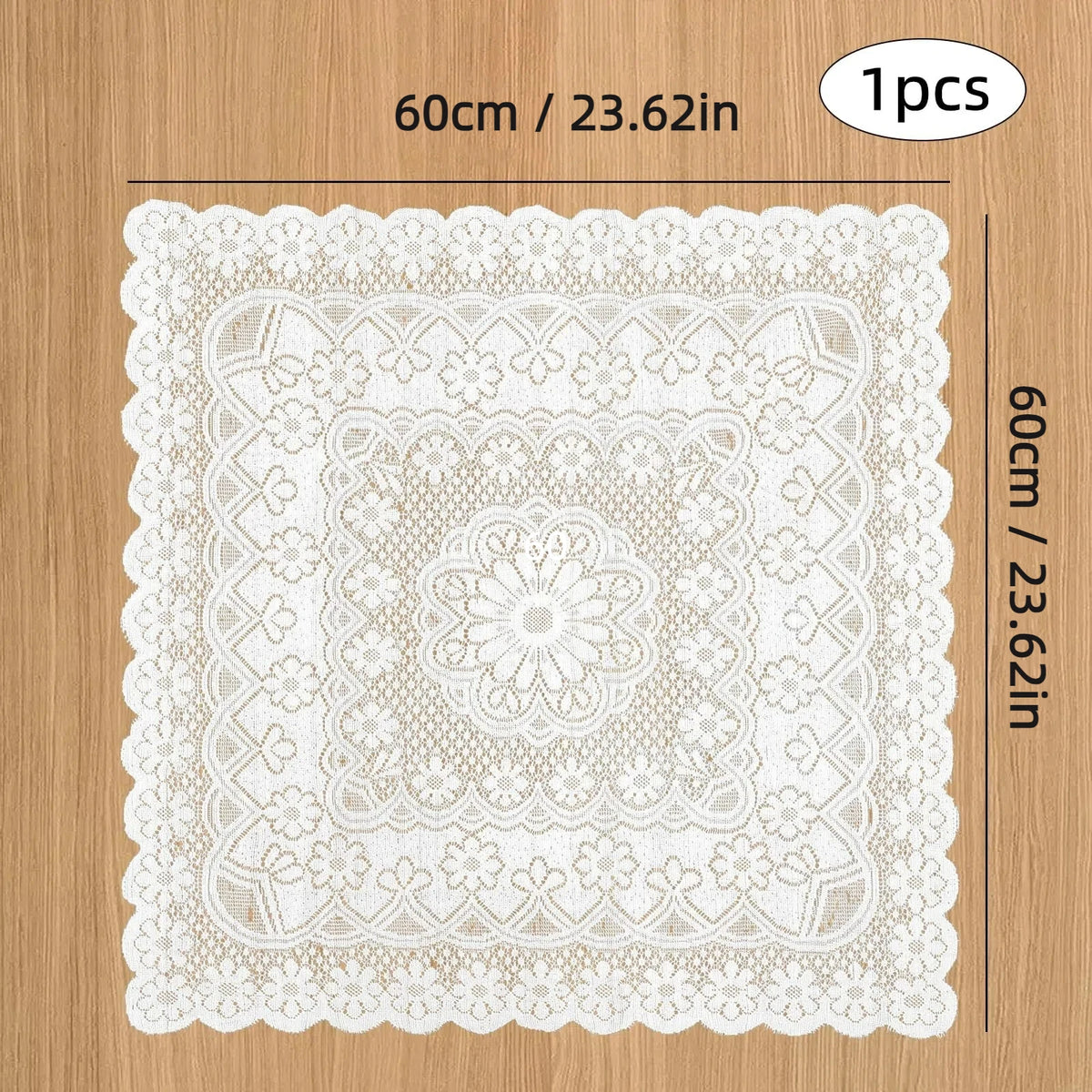 nappe dentelle motif floral vintage shabby chic blanc crème semi transparent table décoration maison