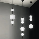 suspension moderne sphères blanches salon restaurant chambre led 6000k 4500k 3000k