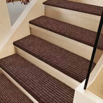 tapis d'escalier rayures horizontales gris moderne antidérapant polyester adhésif extérieur lavable 80cm