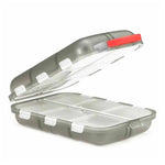 boîte rangement pilules compartiments portative blanc rose gris bleu clips pratique compact plastique mat