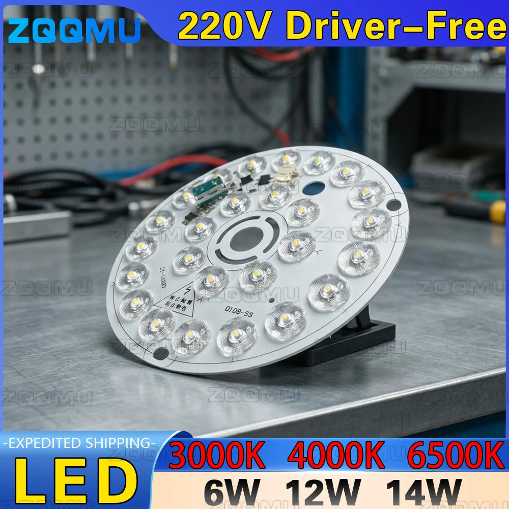plaque led ronde 220v 12w 6w blanc moderne 6000k sans pilote pcb