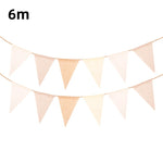 guirlande fanions toile jute blanc beige rustique mariage anniversaire deco enfant