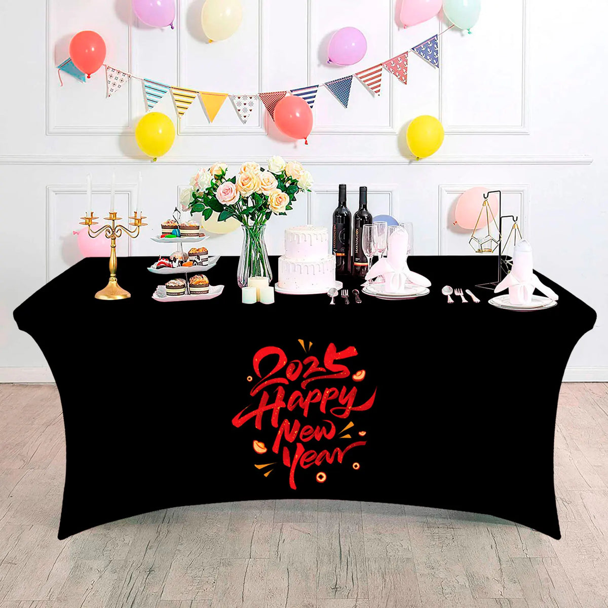 housses table graphiques moderne noir blanc réutilisables 4ft 6ft 8ft