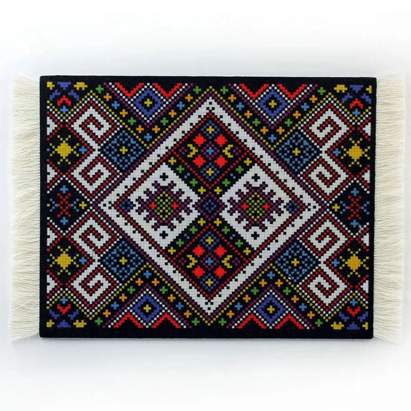 tapis sol persan motif floral classique franges décoration intérieur maison