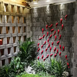 décoration murale poissons stylisés rouge blanc moderne sculpture adhésif salon esthétique abstraite ceramique email