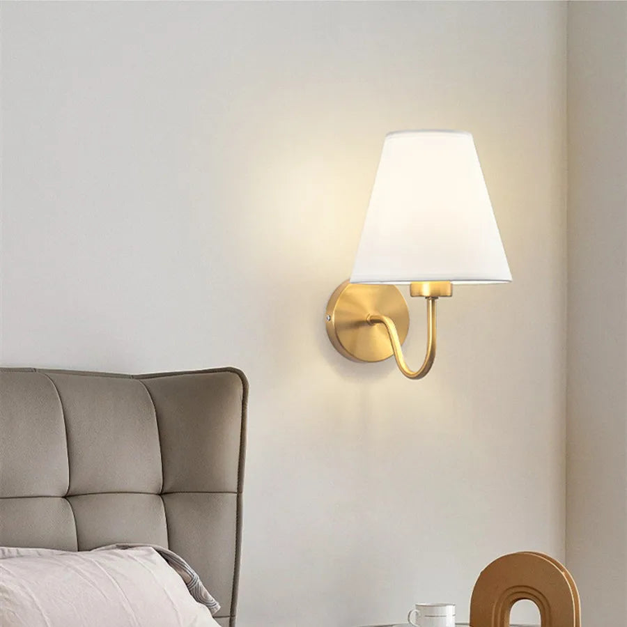 lampes murales classiques or blanc abat jour tissu conique éclairage quotidien moderne fixées mur