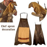 tablier cuisine coton marron beige brodé poche élastiques classique décontracté