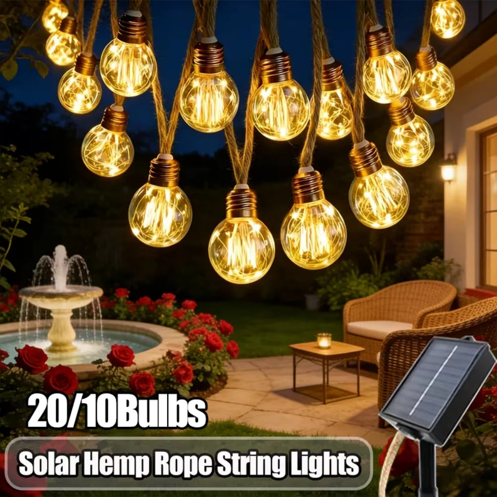 guirlandes lumineuses solaires extérieures blanc chaud vintage clips autonomes imperméables