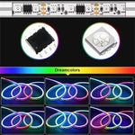 ruban led néon multicolore rayures horizontales moderne flexible clips télécommande adaptateur électrique boîte contrôle