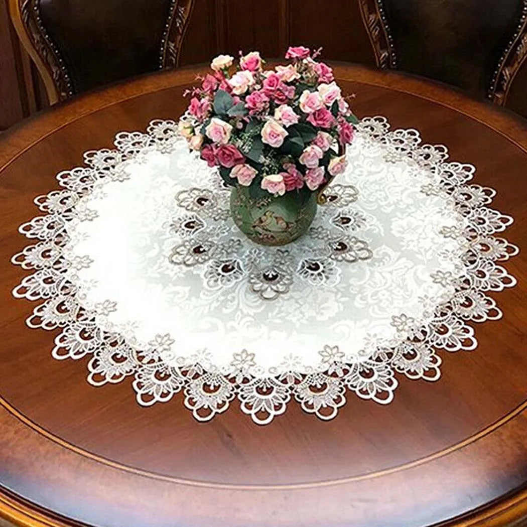 nappe tissu moderne dentelle motifs floraux élégante semi transparente table manger chambre restaurantDecorationVintageBlancBeigeArgent