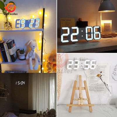 Horloge murale LED 3D numérique verte affichant l'heure et la température