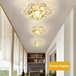 lampe moderne transparente cristal fleur dorée élégante LED autoinstallation chambre salon