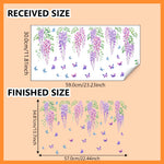 sticker mural décoratif fleurs glycine papillons aquarelle violet rose vert bleu