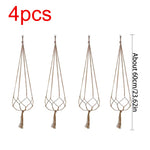 supports plante suspendue macramé boho tissé beige blanc pot fleurs chaines jardins