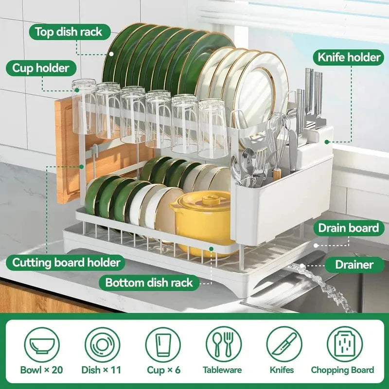 égouttoir vaisselle pliable acier anti rustre moderne blanc drainage auto usage multiple cuisine