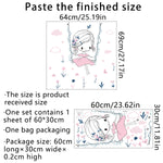 sticker mural décoration enfantine fille dandelins nuages balançoire dessin animé pvc adhésif chambre rose