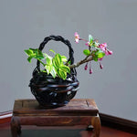 panier rotin tressé main vase bambou décoration fleurs rustique artisanal maison