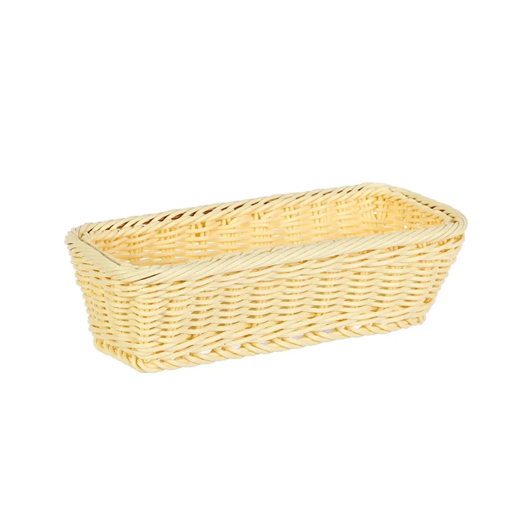 panier tressé beige clair rangement vaisselle portable maison réutilisable multifonction 25x10x6cm